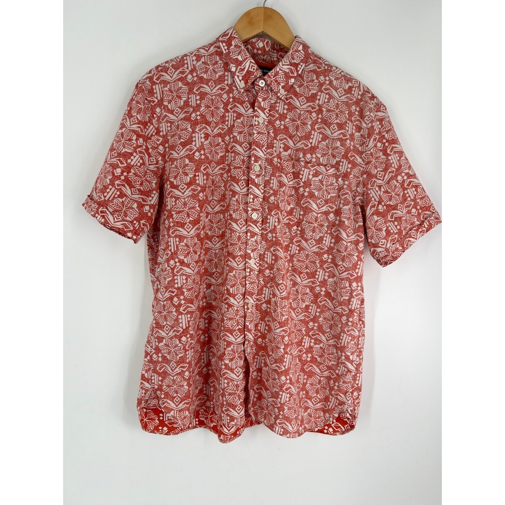 Jack Spade New York Mens XL Multi Linen Cotton Short Sleeve Vacation Resortwear